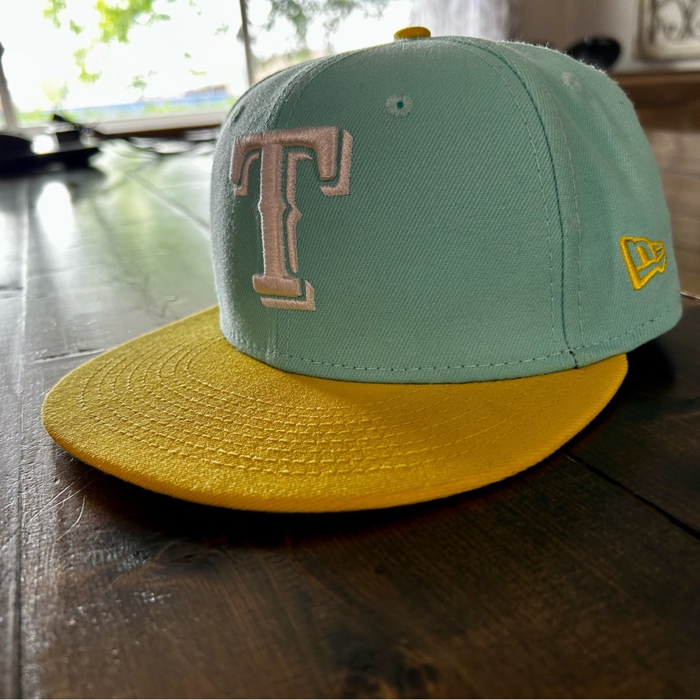 Texas Rangers New Era 59Fifty Fitted Turquoise/Yellow Spring Hat - Fitted 6 7/8